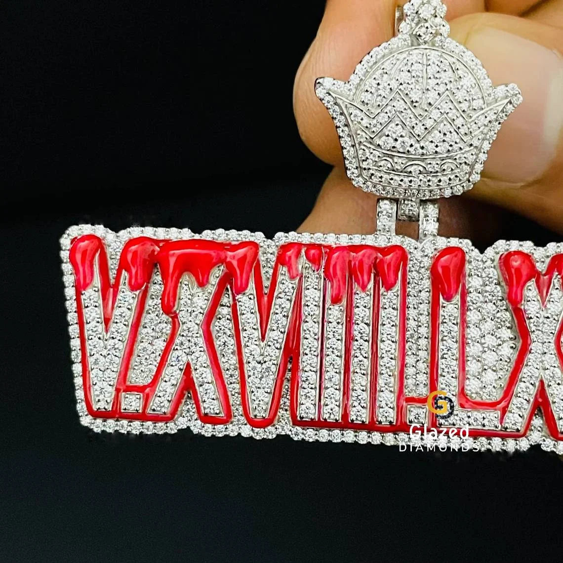 10K Gold Custom Date Pendant with Drip Enamel