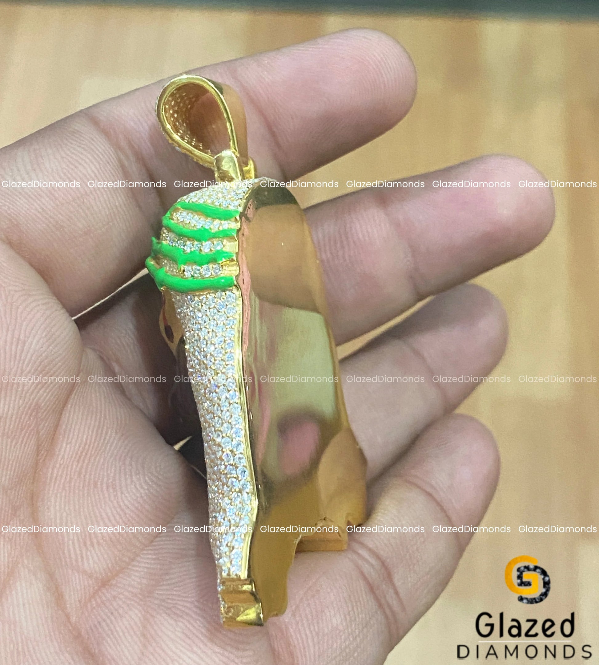 10K Yellow Gold 925Silver Diamond Pendant