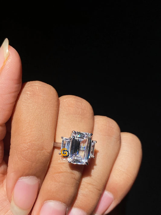 10x14 mm Emerald Cut Moissanite Ring