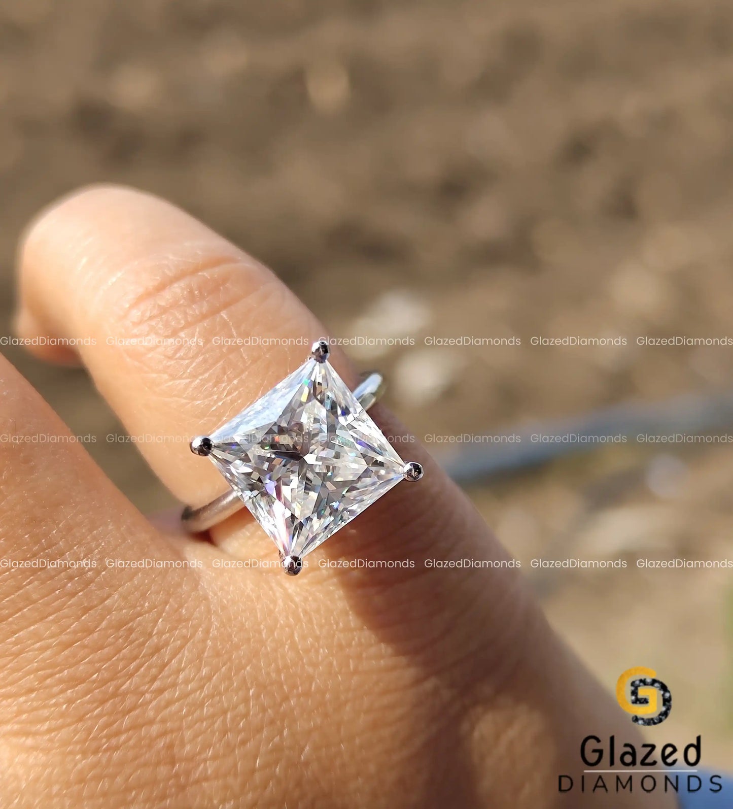 6 CT Princess Cut Moissanite Hidden Halo Engagement Ring For Women