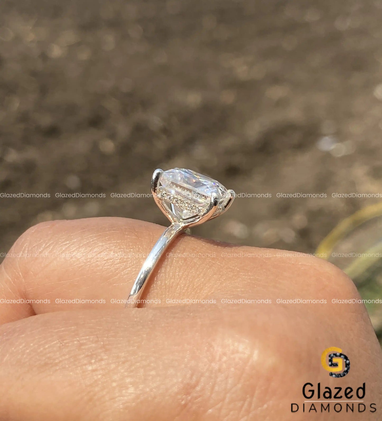 6 CT Princess Cut Moissanite Hidden Halo Engagement Ring For Women