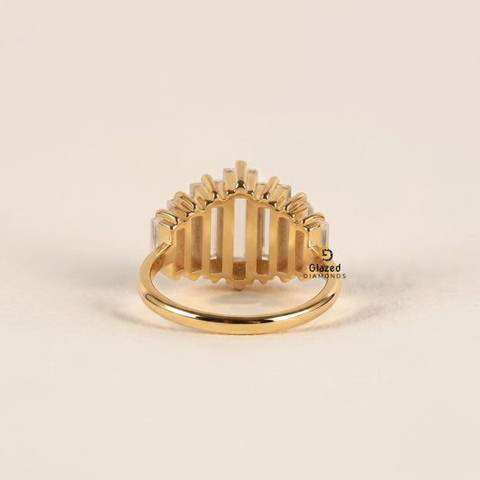 14K Solid Gold Baguette Lab Grown Diamond Ring