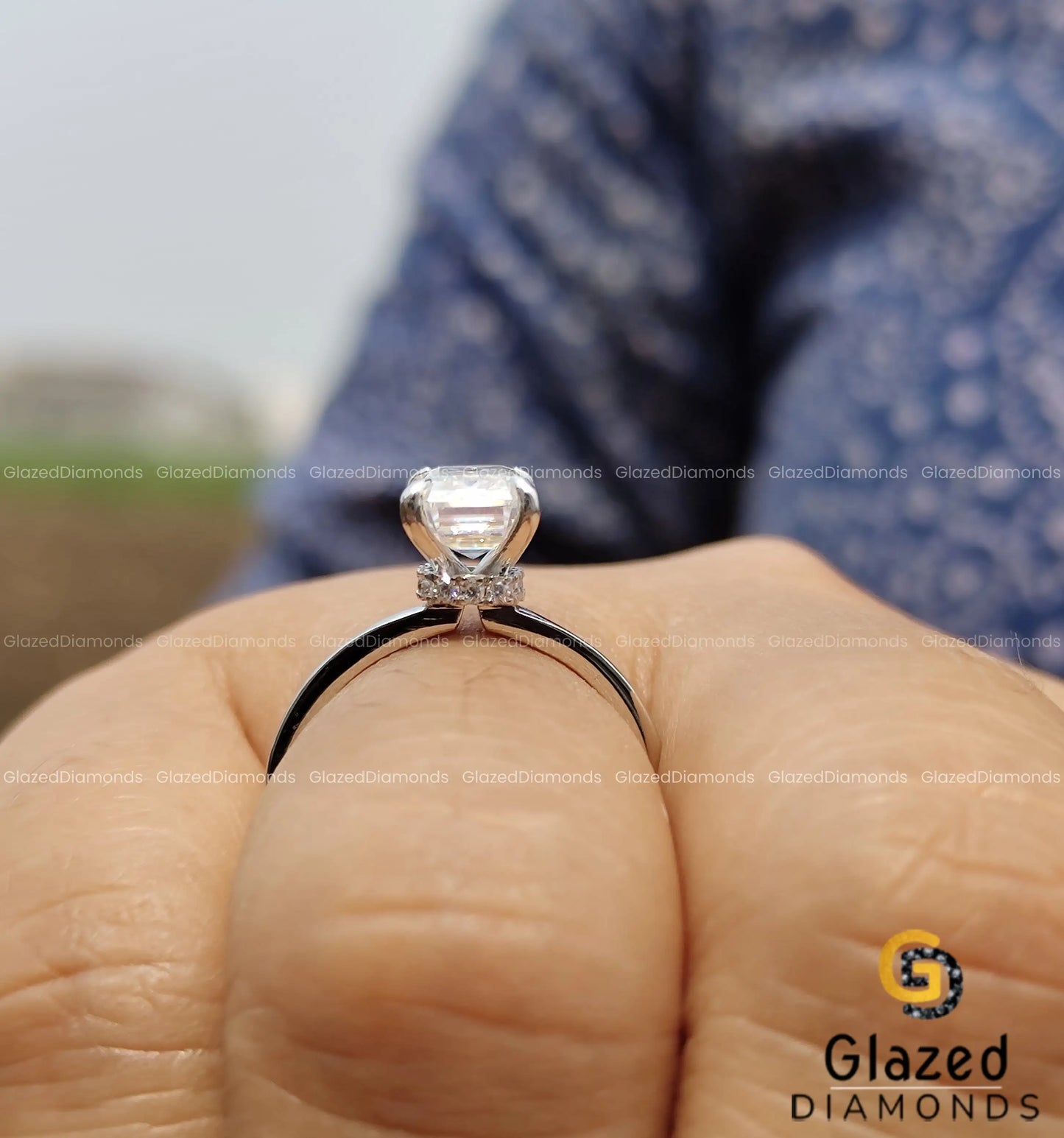 14K White Gold 2Ct Emerald Cut Moissanite Ring