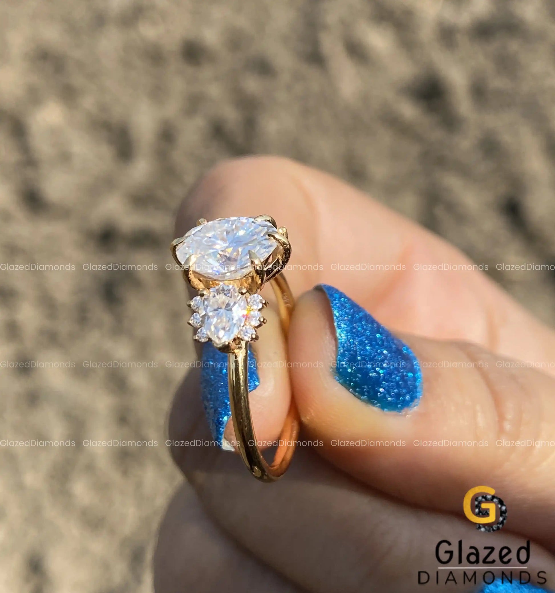 14K Yellow Gold Moissanite Vintage Ring