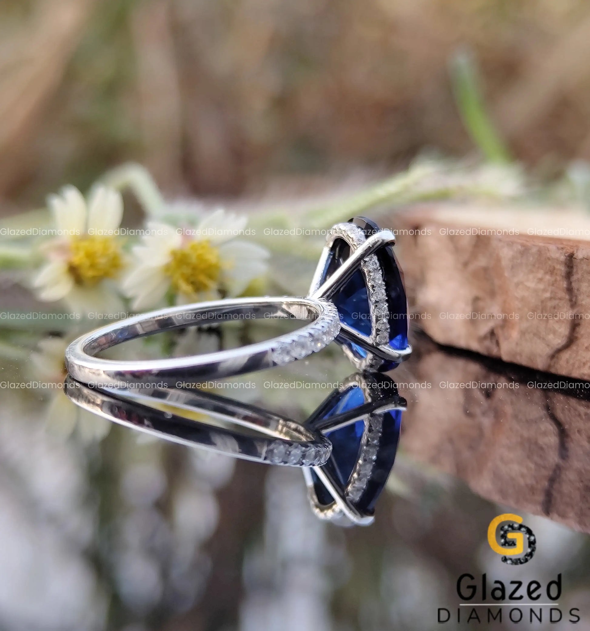 14K white Gold sapphire Engagement Ring