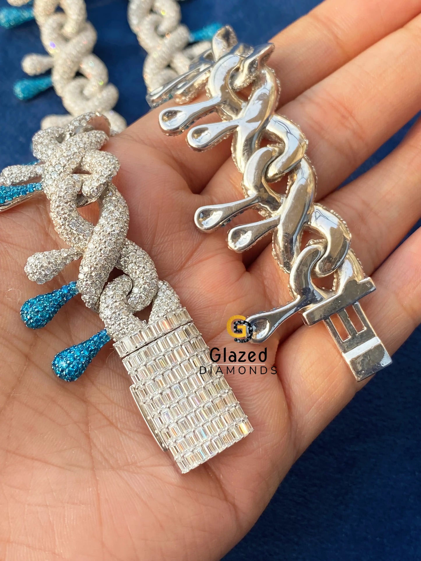 14MM Moissanite Round_ Baguette Hip Hop Chain