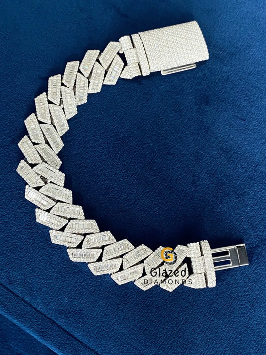 14MM Round Moissanite Diamond Studded Cuban Bracelet