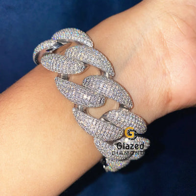 24MM Round Moissanite Cuban Link Hip Hop Bracelet
