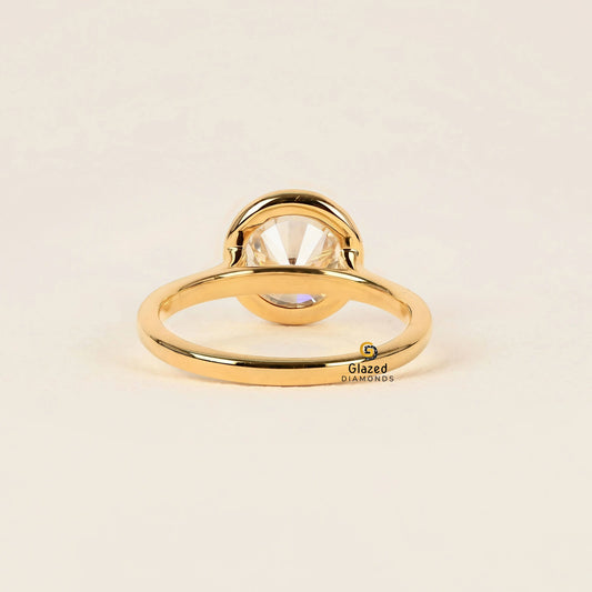 2CT Round Bezel Set Lab Grown Diamond Solitaire Ring For Women