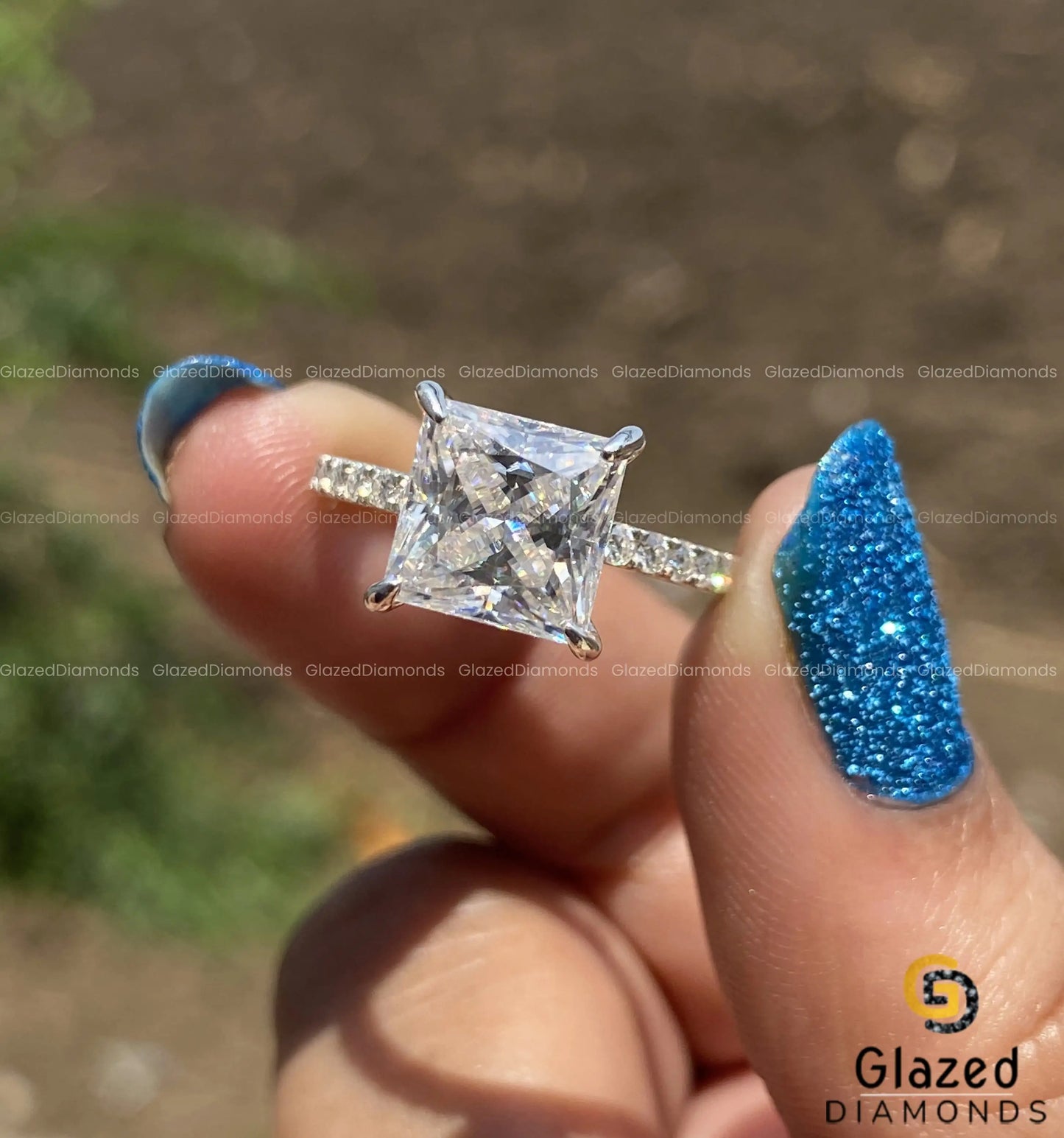 2 CT 7mm_ Princess Cut Moissanite Ring