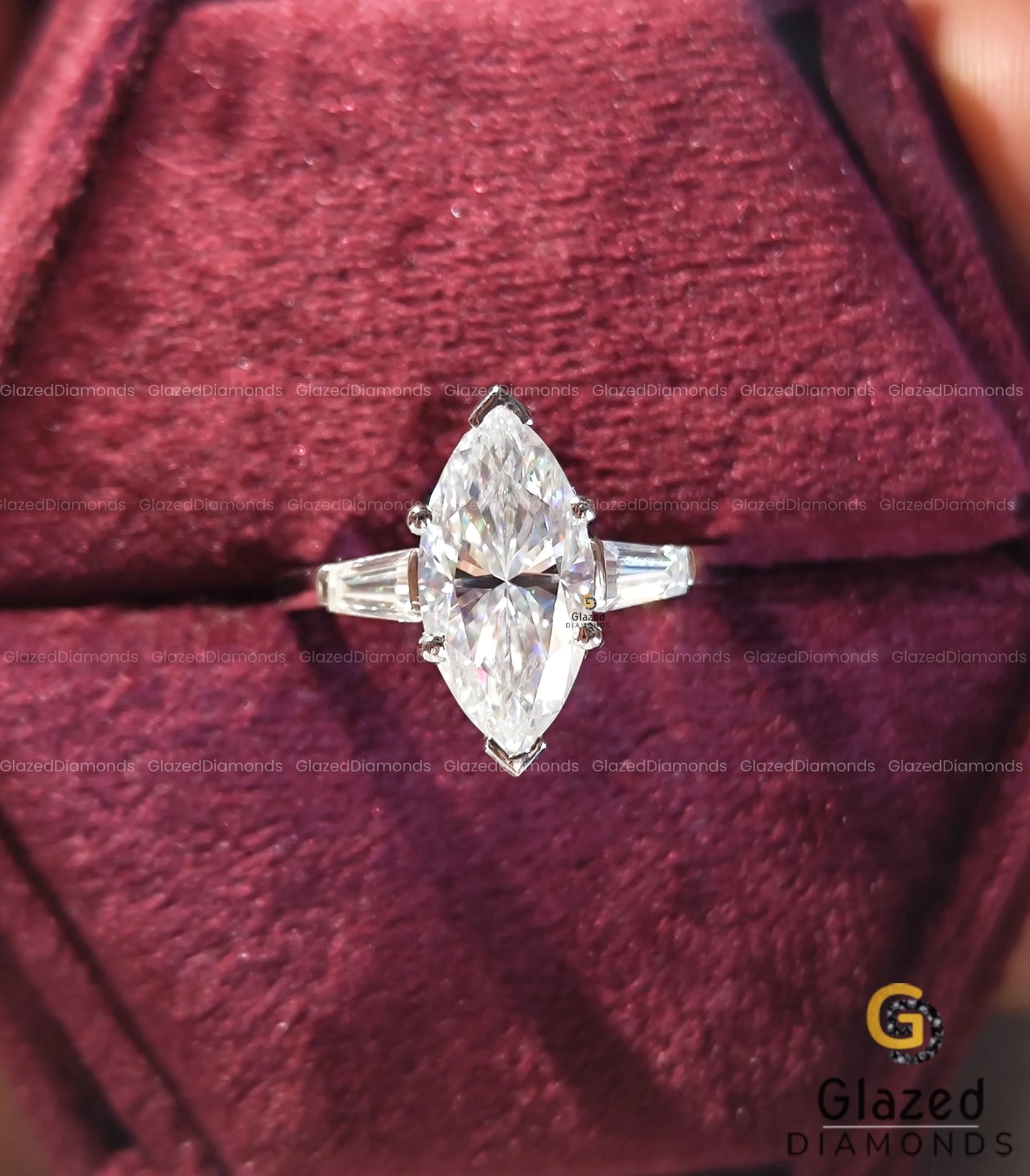 2 CT Marquise Cut Moissanite Engagement Ring