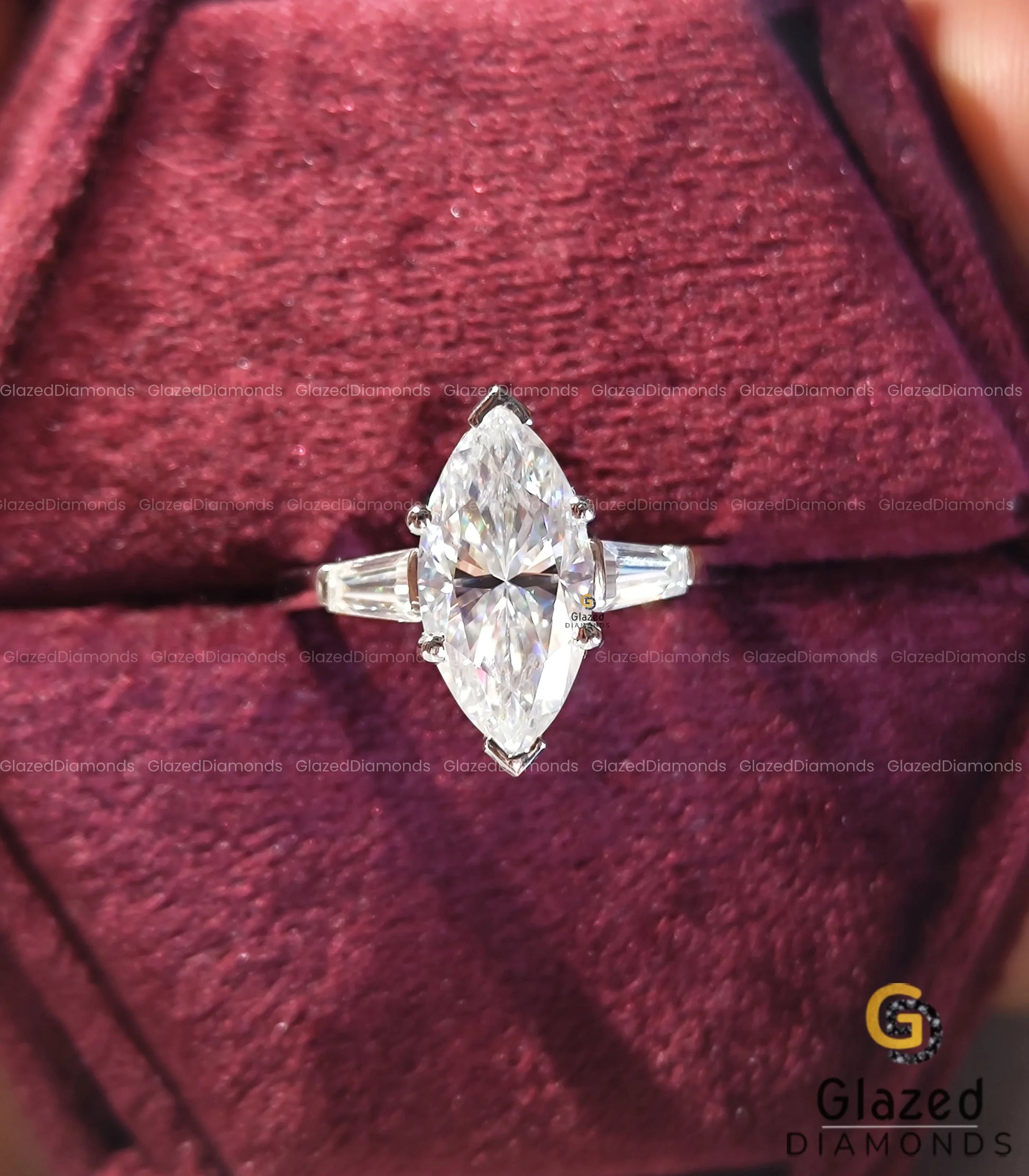 2 CT Marquise Cut Moissanite Engagement Ring