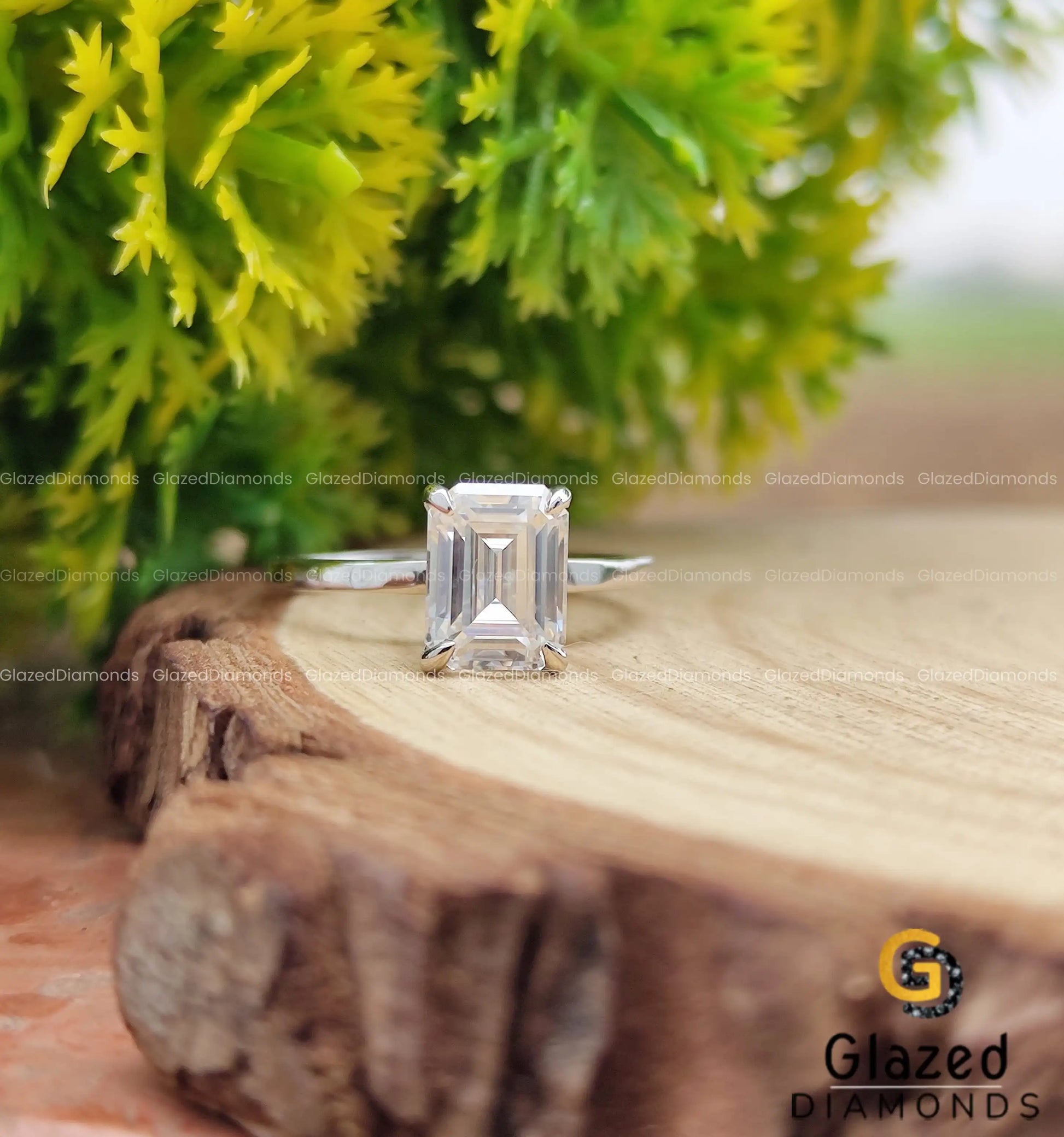 2 Carat Emerald Cut Moissanite Ring