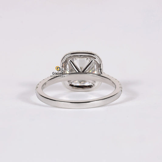 3CT Lab Diamond Halo Pave Band Ring For Women