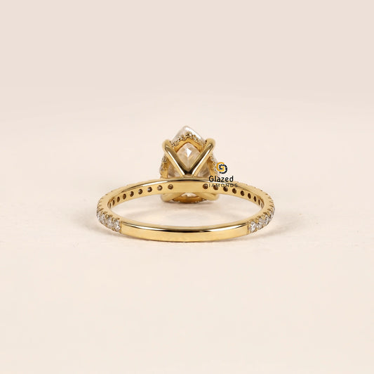 3CT Pear Hidden Halo Lab Grown Diamond Wedding Ring
