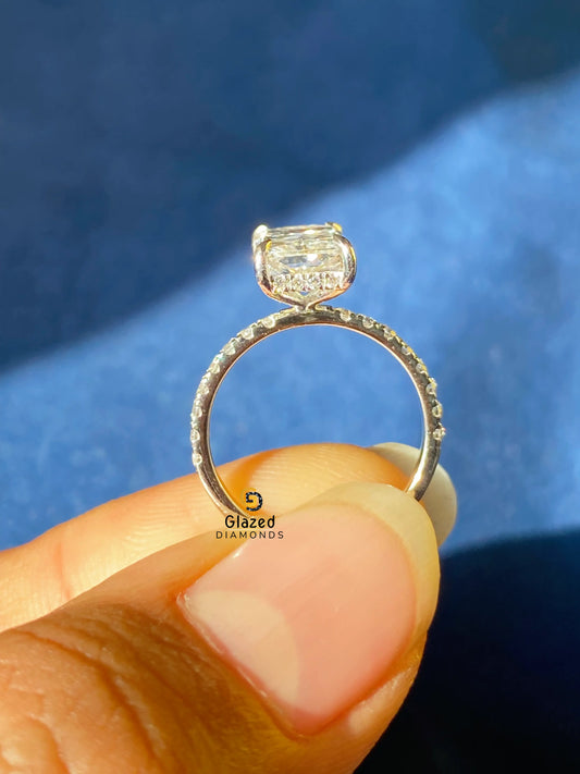 3CT Radiant Hidden Halo Moissanite Wedding Ring For Women
