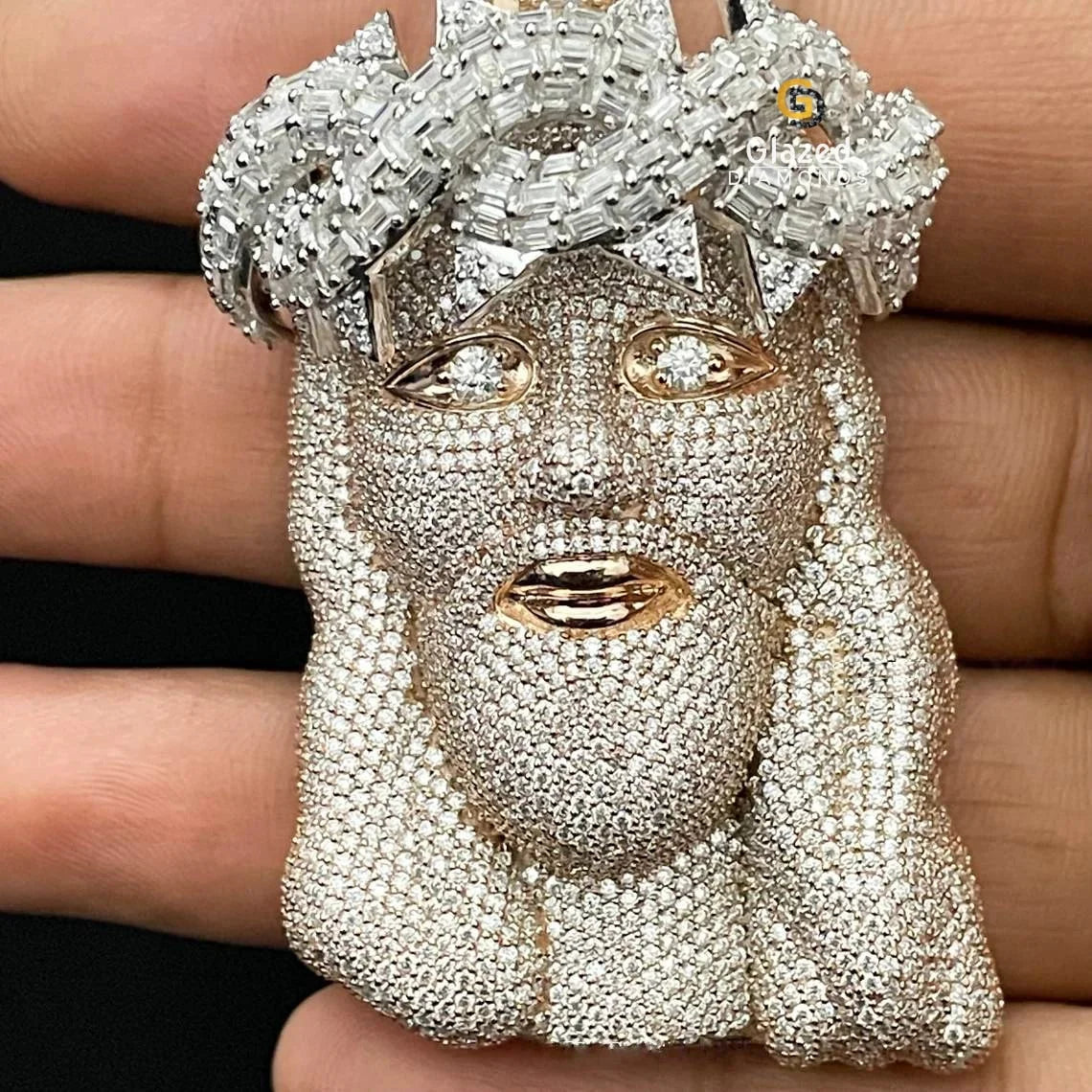 3D Jesus Head Diamond Pendant