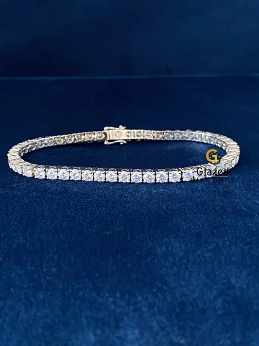 3MM Round Moissanite Tennis Link Hip Hop Bracelet