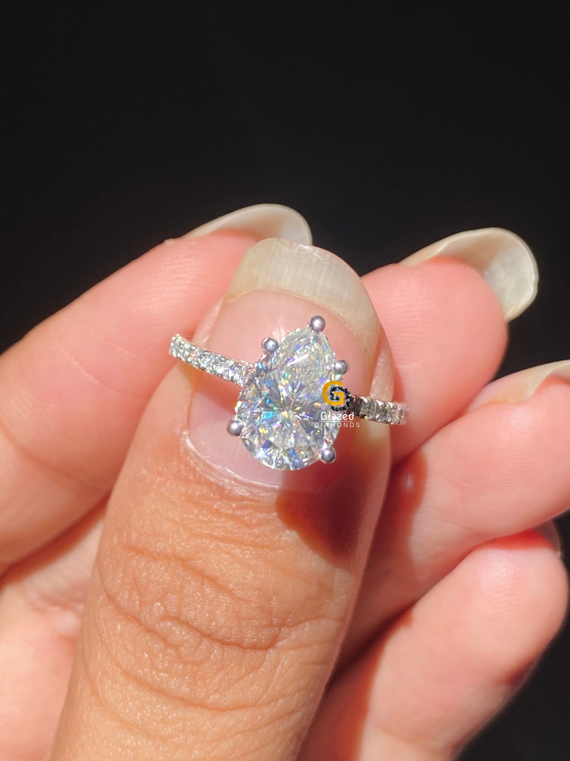 3 CT Pear Cut Moissanite Ring