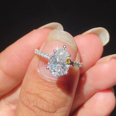 3 CT Pear Cut Moissanite Ring