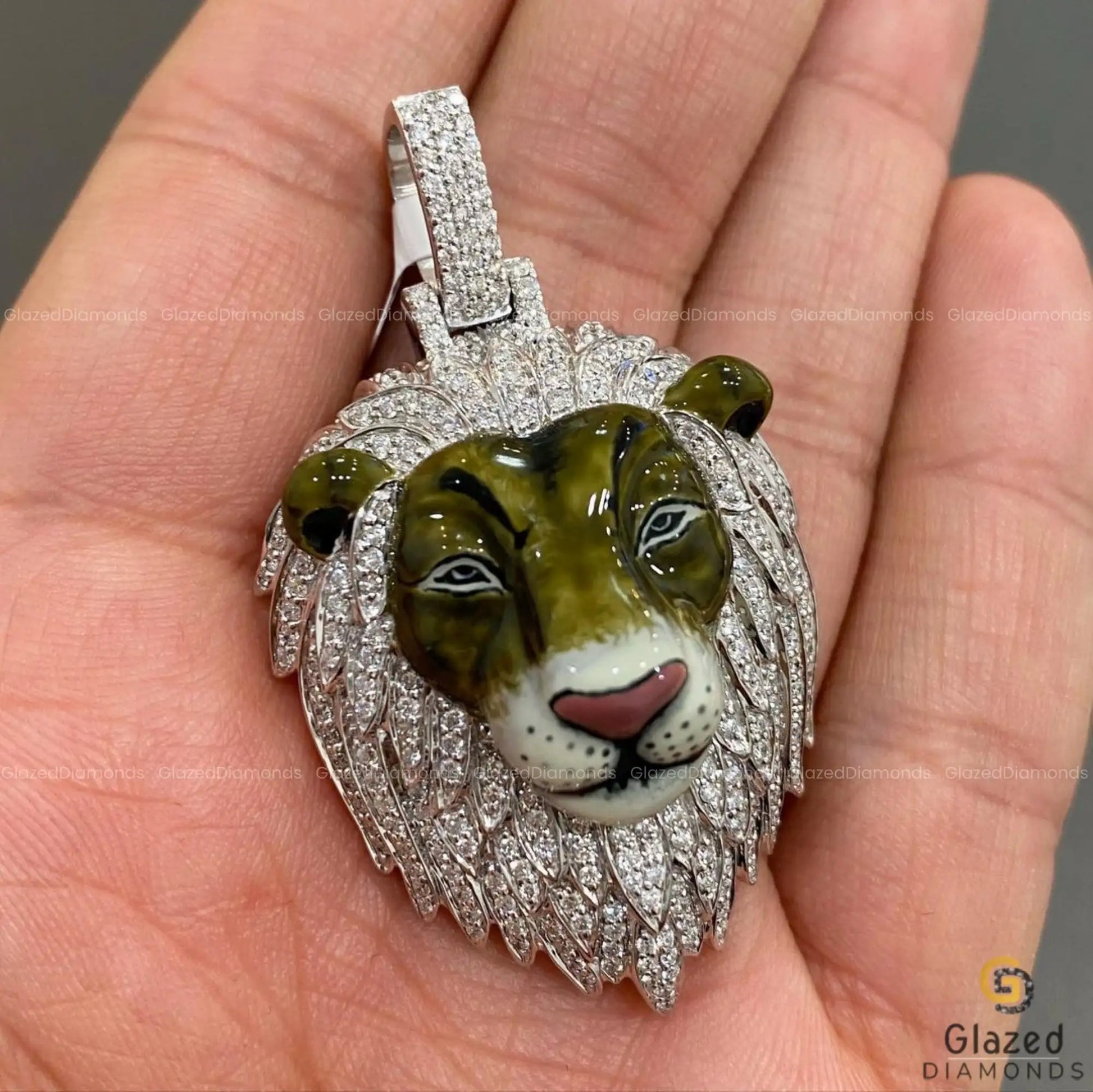 3 TCW Diamond Lion Pendant
