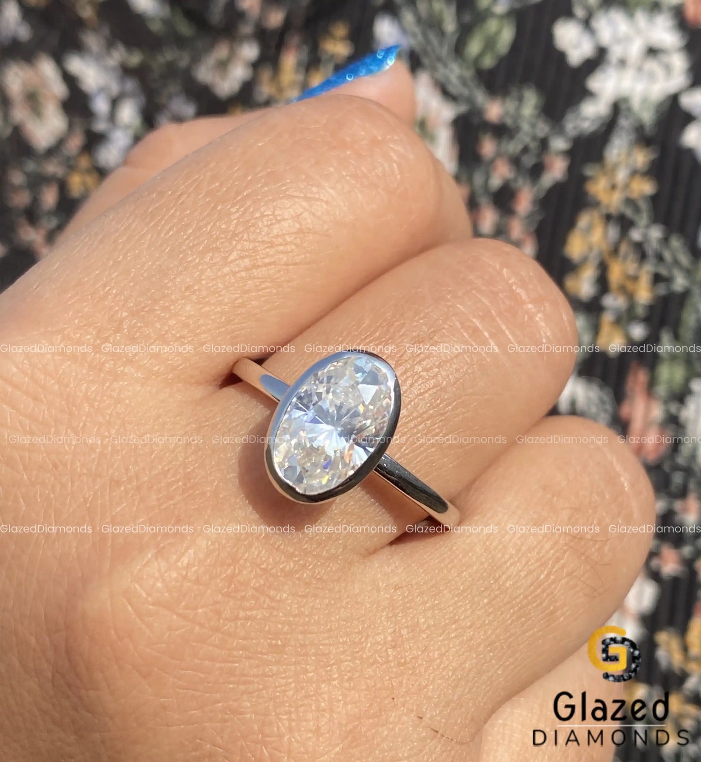 4.20 CT Elongated Huge Oval Moissanite Ring