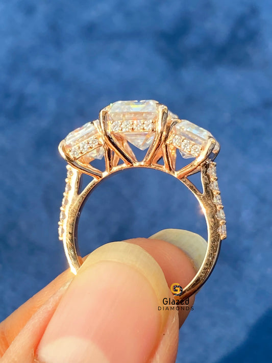 5CT Emerald Cut Moissanite Wedding Ring For Women