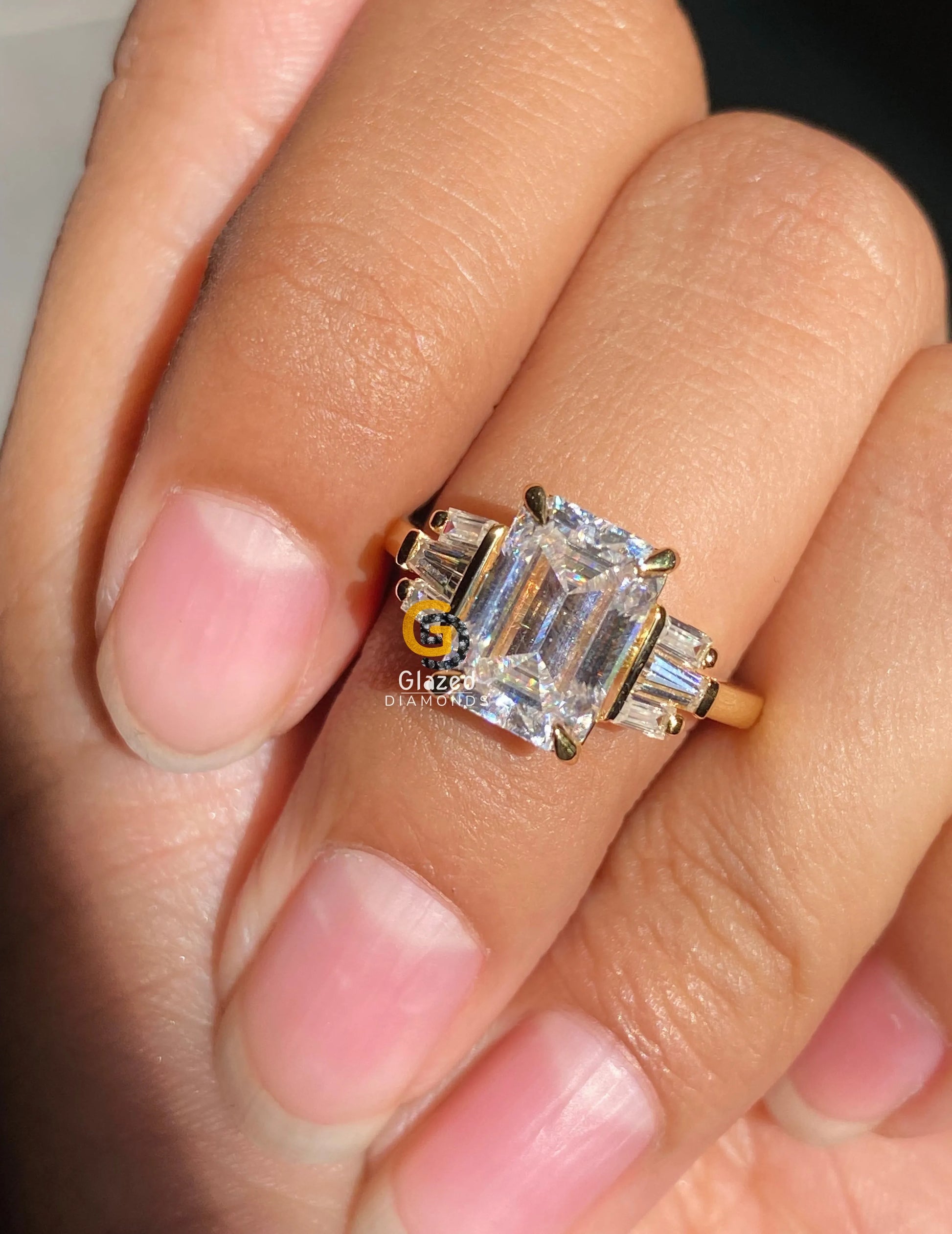 5 CT EMerald Three Stone Ring