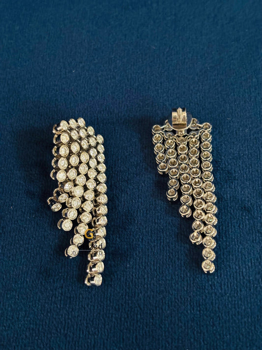 14K Gold Women Round Moissanite Chandelier Earrings