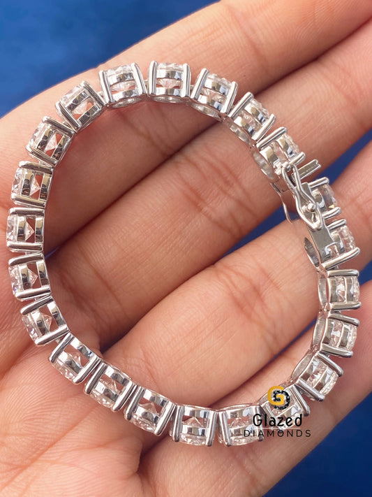 925 Silver 6MM Round Moissanite Tennis Link Bracelet