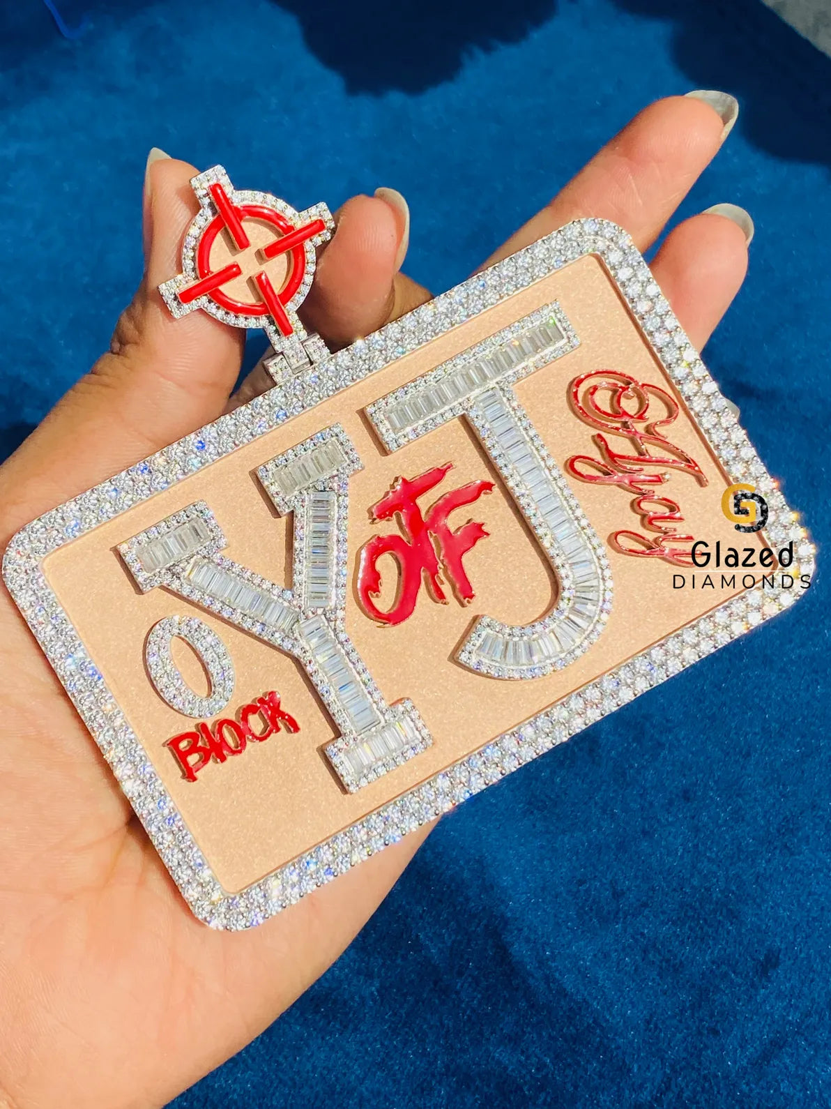 925 Silver Custom Letter Round Moissanite Hip Hop Pendant