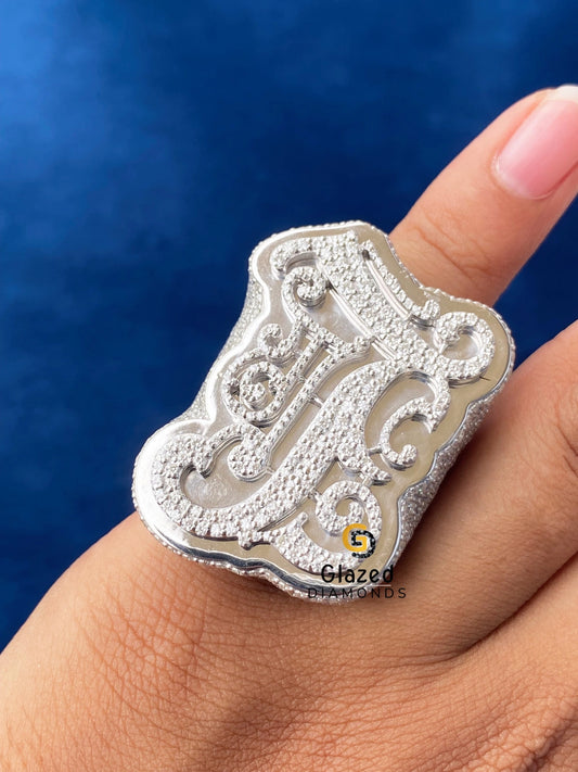 925 Silver Customized Letter Round Moissanite Hip Hop Ring