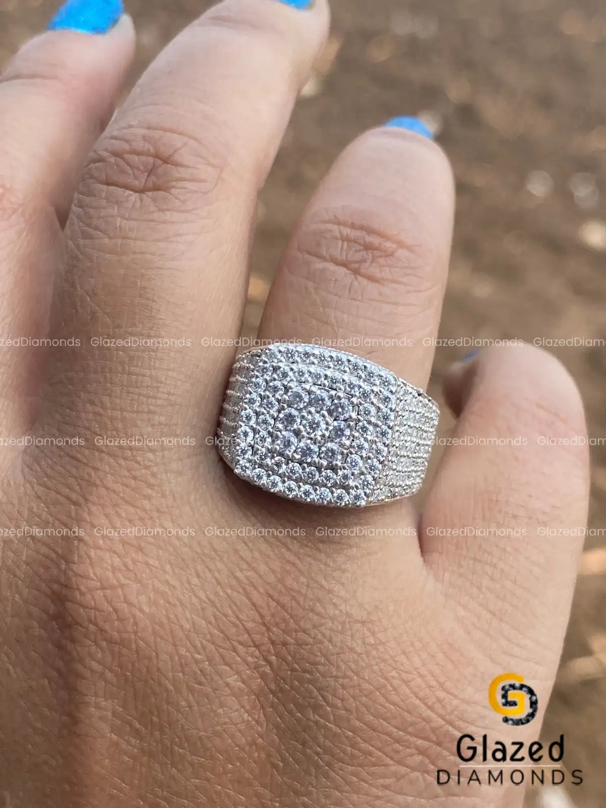 925 Silver Men_s Diamond Ring