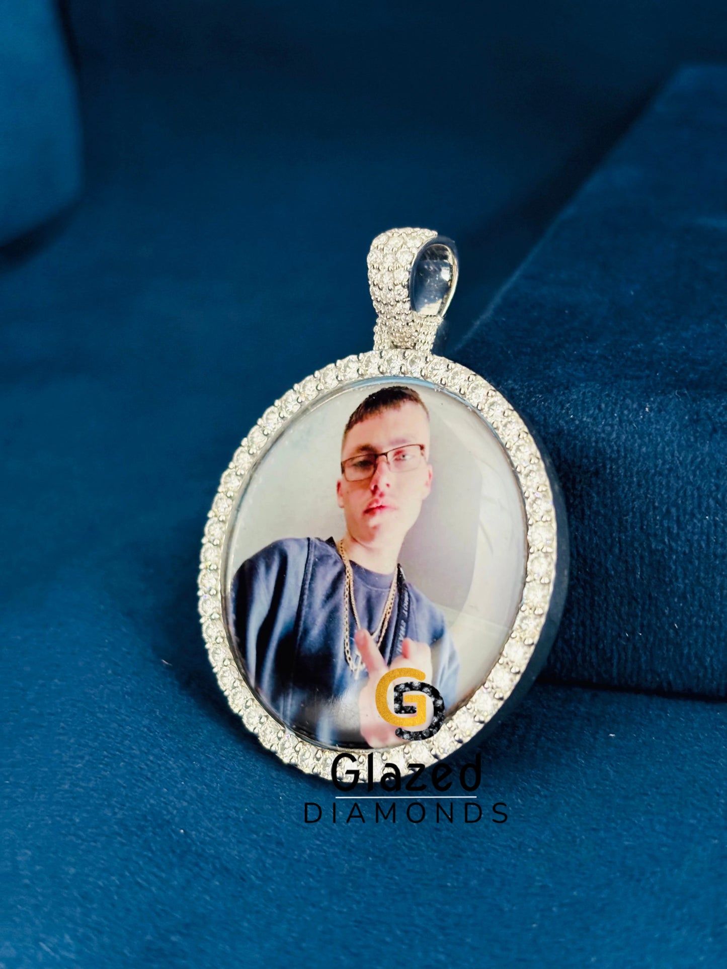 925 Silver Moissanite Bust Down 3D Photo Pendant for Unisex