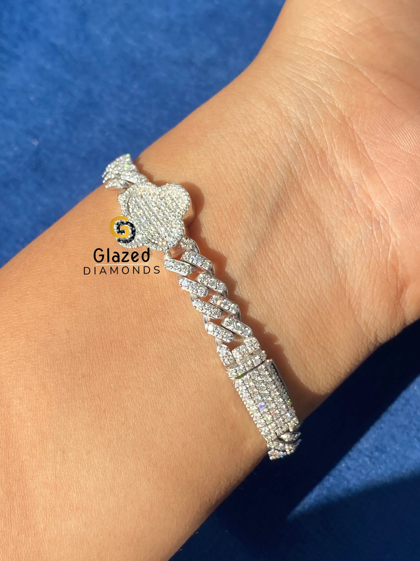 925 Silver Moissanite Cuban Clover Hip Hop Bracelet
