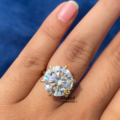 925 Silver Moissanite Iced Out Round Cut Diamond Ring
