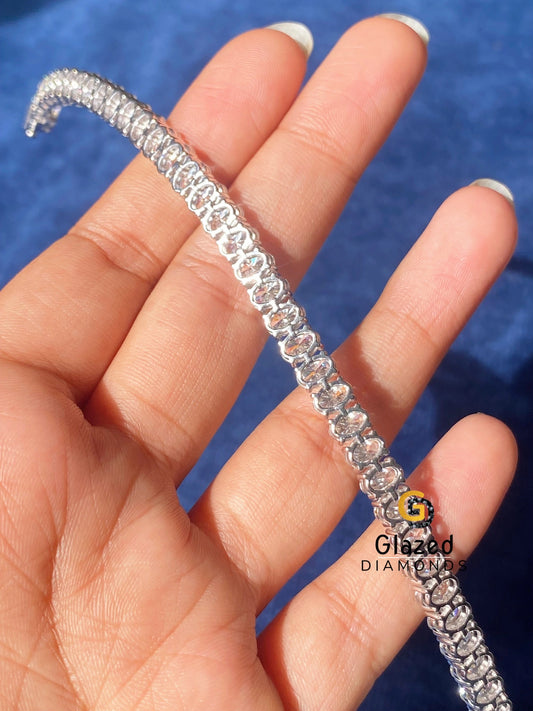 925 Silver Oval VVS Moissanite Tennis Link Bracelet