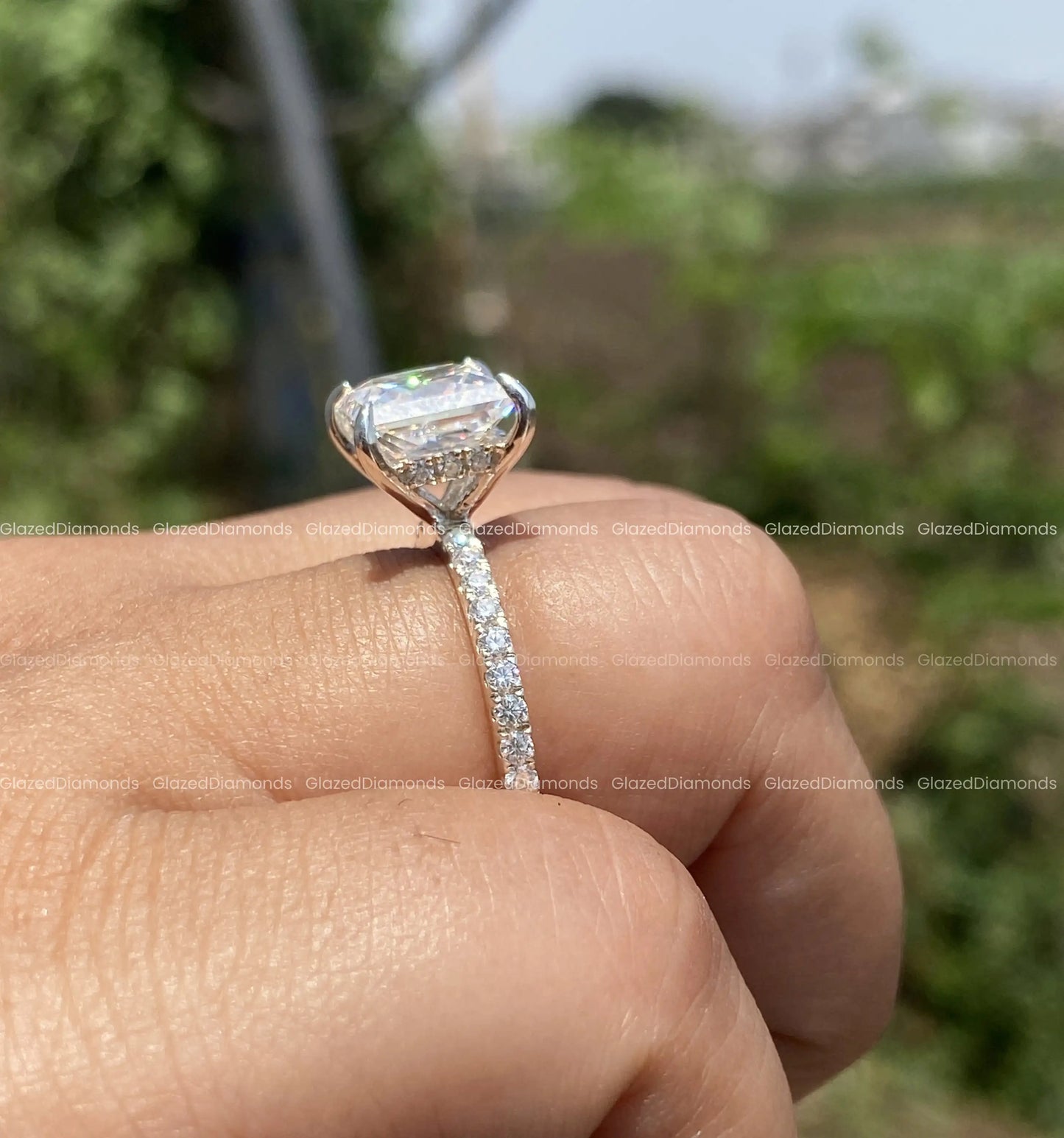 925 Silver Princess Hidden Halo Ring