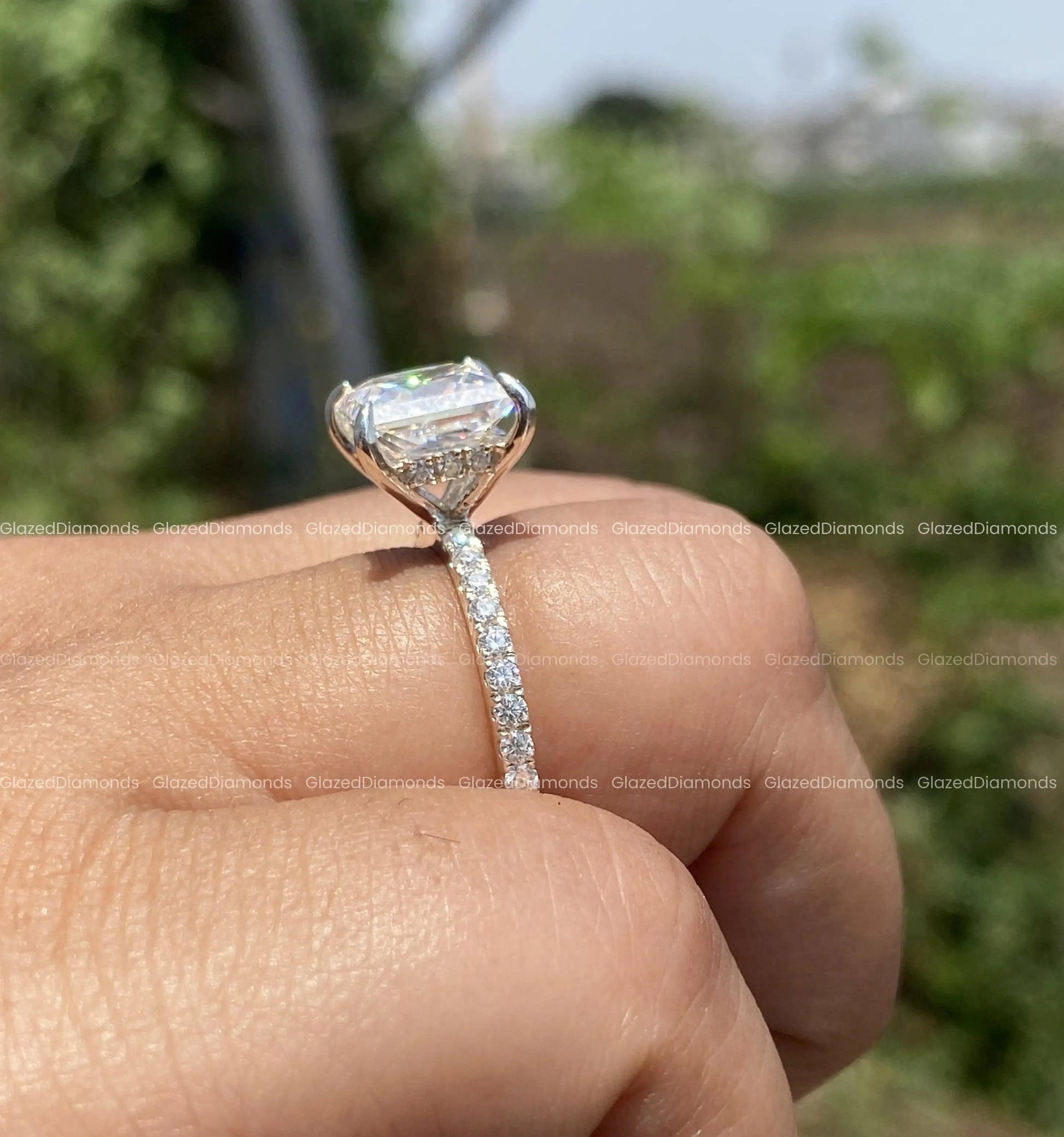925 Silver Princess Hidden Halo Ring