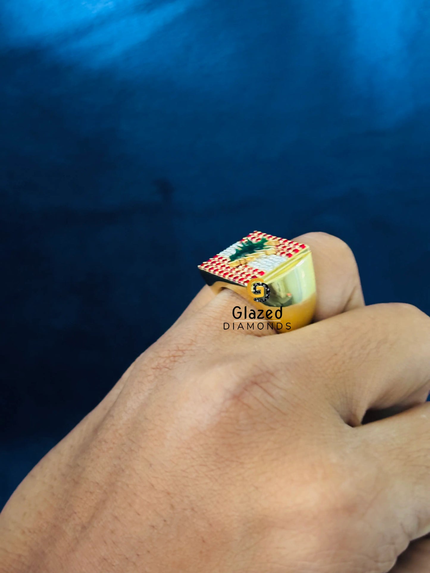 925 Silver White_ Red Diamond Moissanite Hip Hop Ring For Men