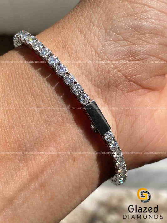 925 Sterling Silver 4 MM VVS1 Moissanite Bracelet