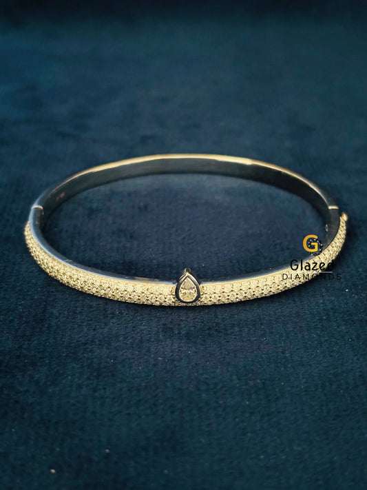 925 Sterling Silver Moissanite Pave Bangle Bracelet