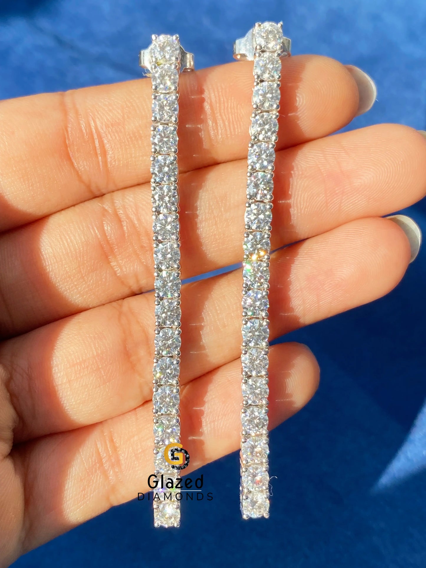 925 Sterling Silver Round Cut Moissanite Tennis Earrings