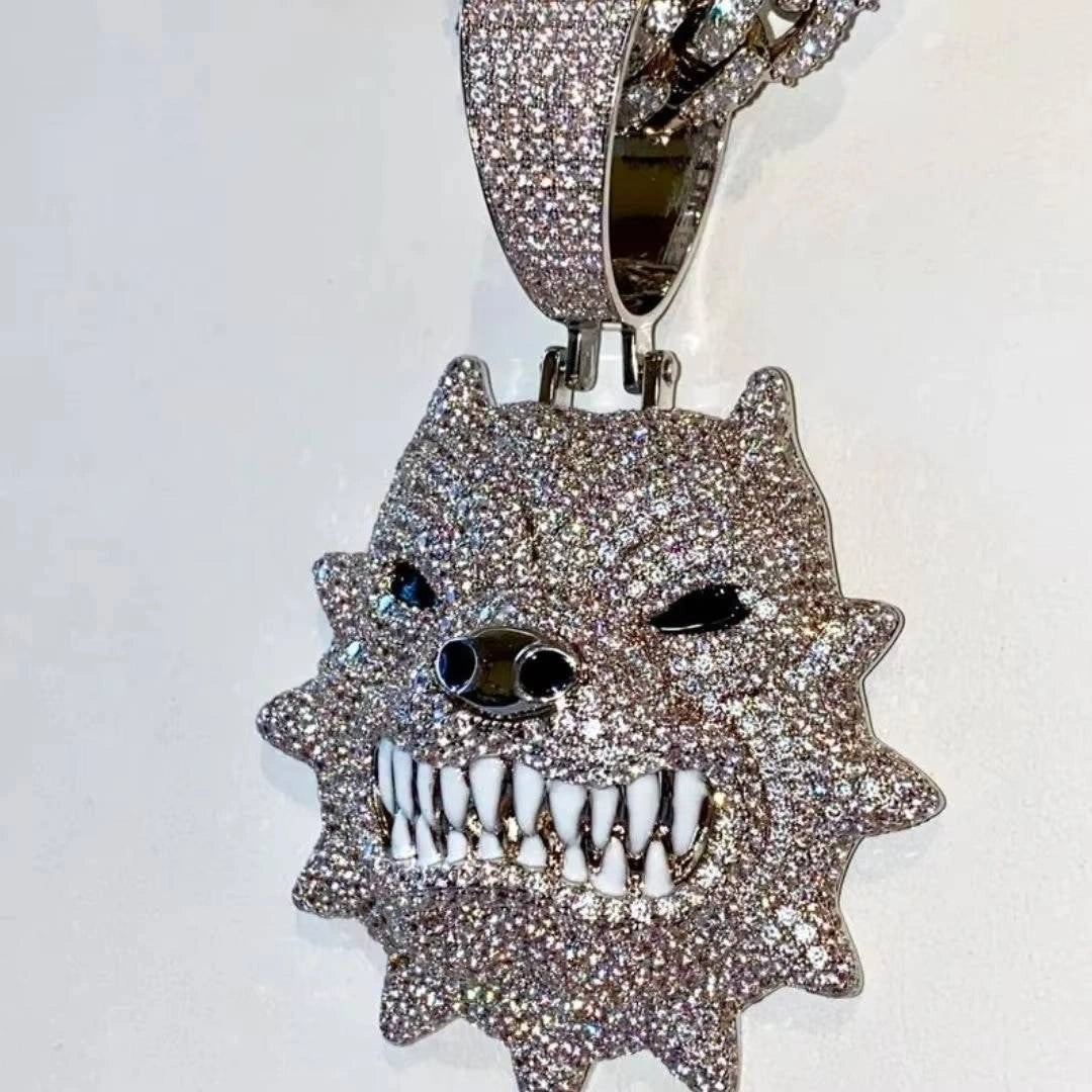 Angry Pit bull Dog Moissanite pendant