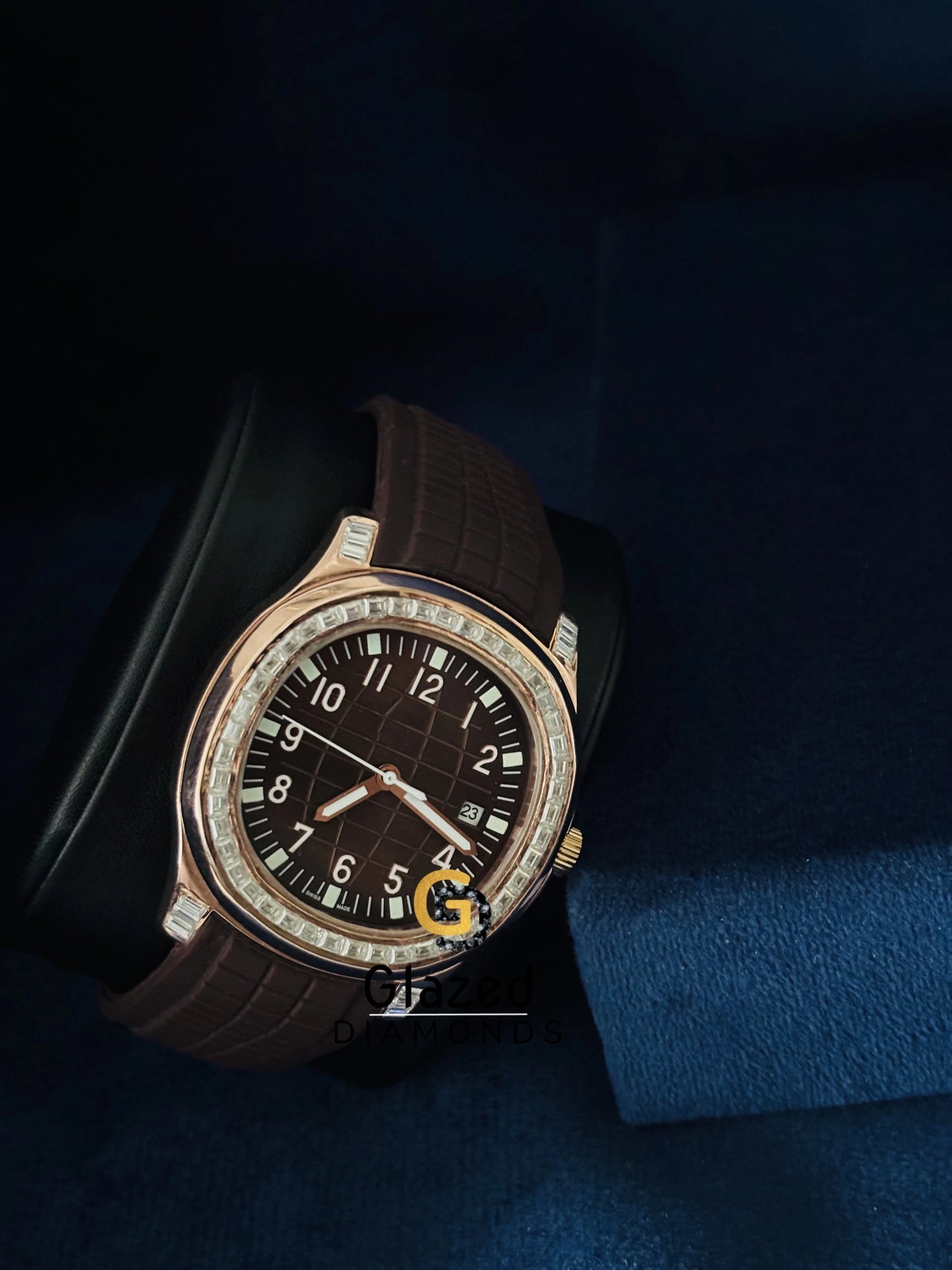 Baguette Diamond Brown Dial Moissanite Watch for Men