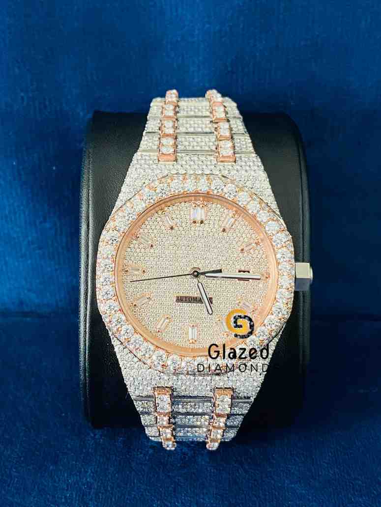 Baguette Bar Fully Diamond Studded Moissanite Watch