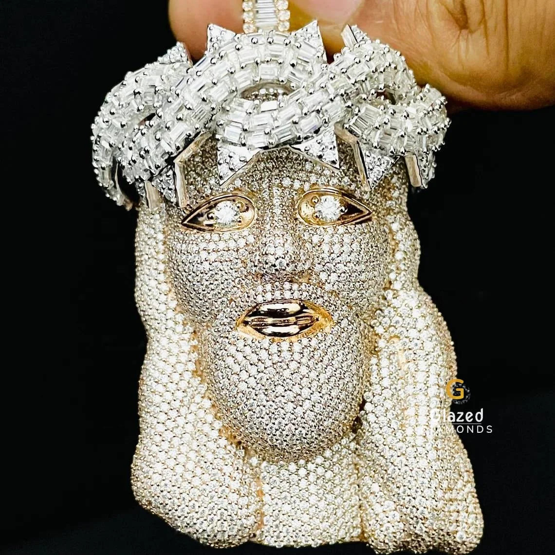 Baguette Diamond CrownIced Pendant