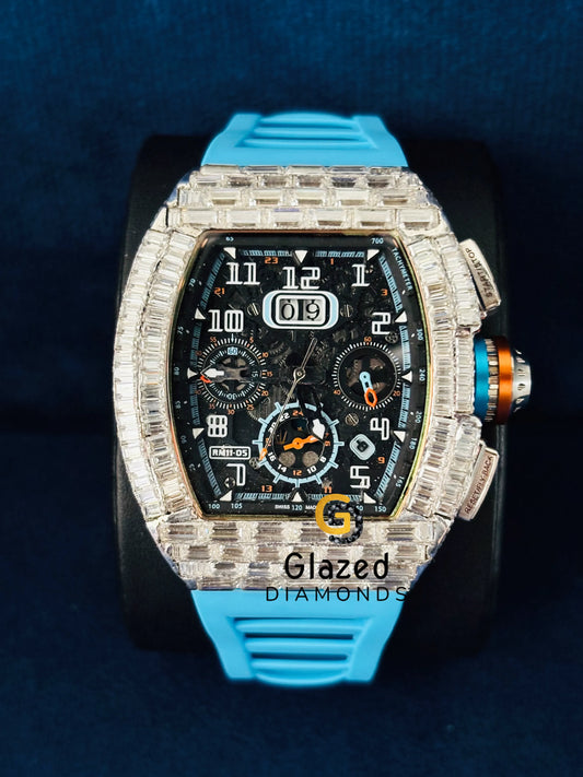 Baguette Moissanite Bust Down Studded watch