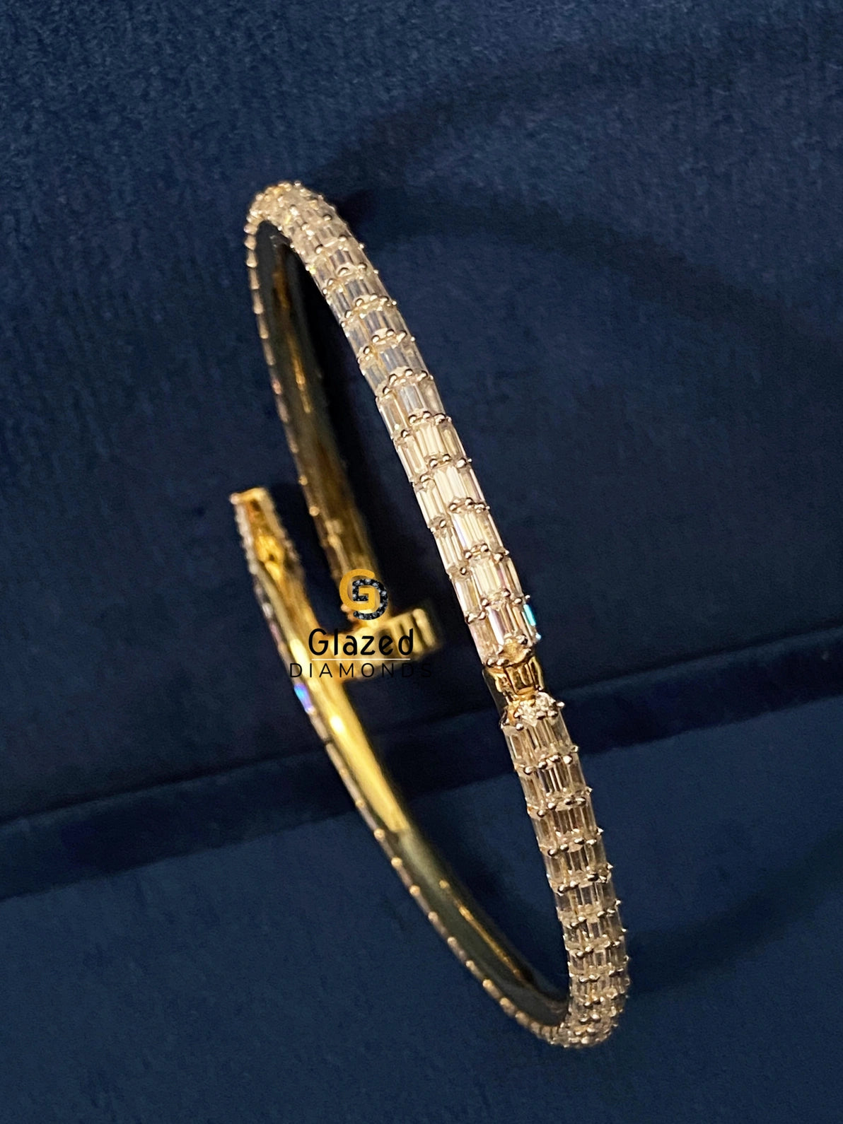 Baguette VVs Moissanite D Colorless Yellow Plated Cartier Bracelet