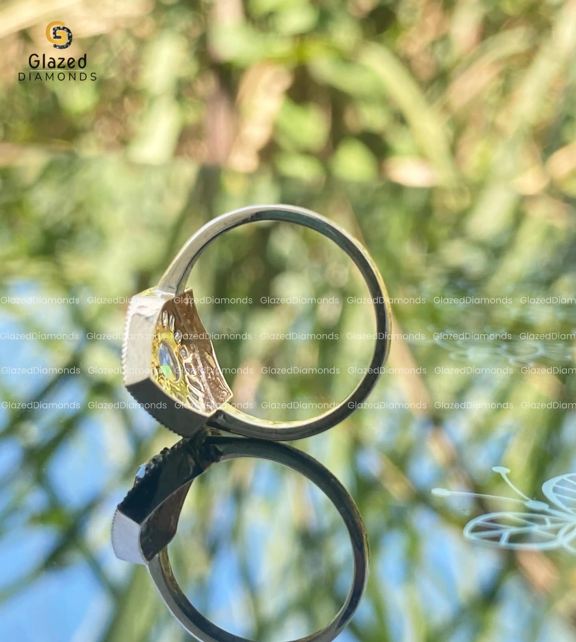 Baguette _Round Cut Halo Diamond Engagement Ring